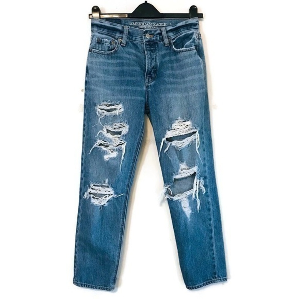 American Eagle Distressed Vintage Hi Rise Jeans Women’s Size 0 Short Petite 25